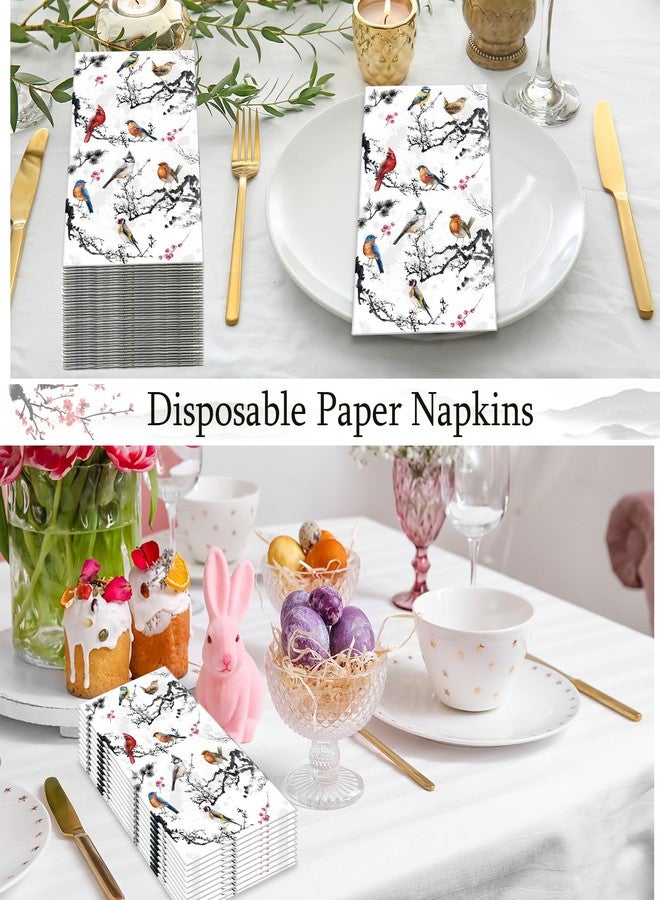 Qilery 200 Packs Guest Napkins Disposable Paper Decorative Tableware Dinner Napkin for Kitchen Dinner Wedding Anniversary Holiday Spring Tea Party Winter Party Supplies(Bird) - Image 5
